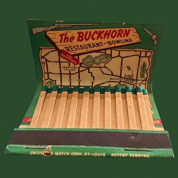 Vintage The Buckhorn Hwy 12 MN Kipp Hale Prop 40 Strike Full Matchbook Unstruck - Picture 3 of 3
